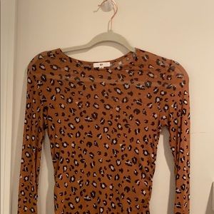 Nordstrom see through cheetah long sleeve top